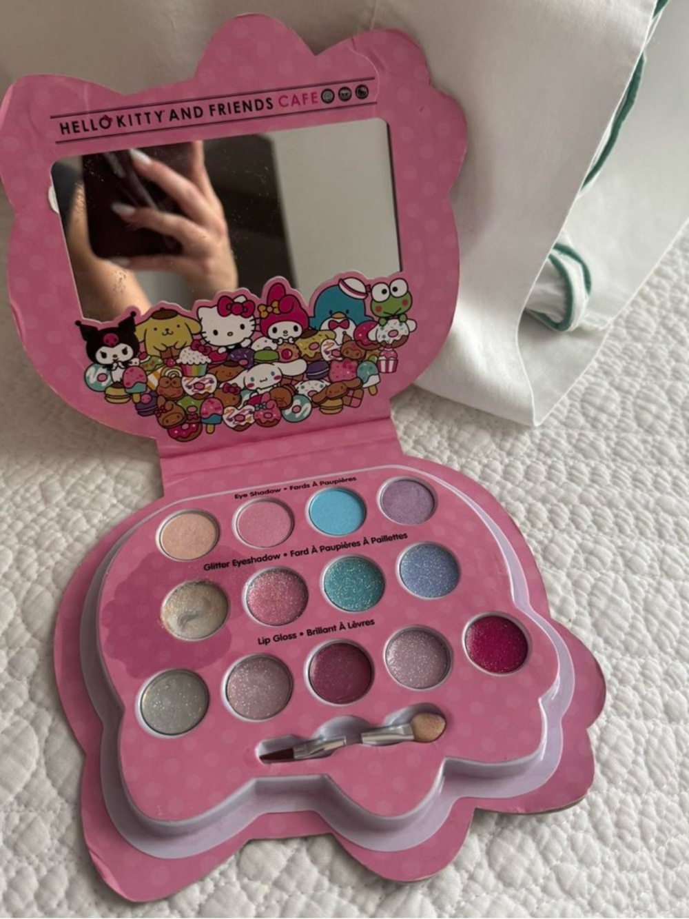 Hello Kitty & Friends Cafe Pink Eyeshadow & Lip Gloss Palette Kids Makeup Set